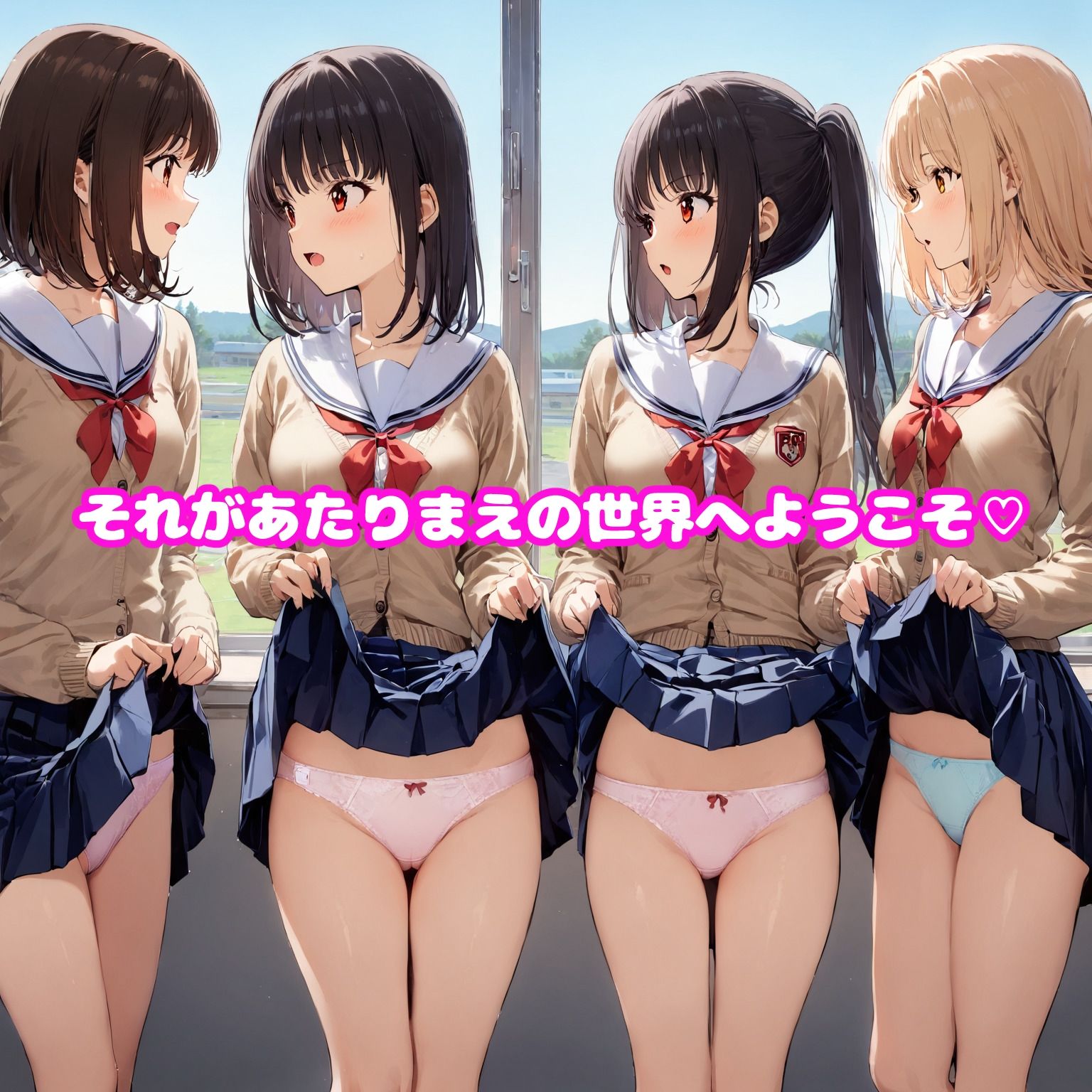 サンプル画像5:スカートをたくし上げて見せることが日常になった世界  JK編(ねこあいろん) [d_570172]