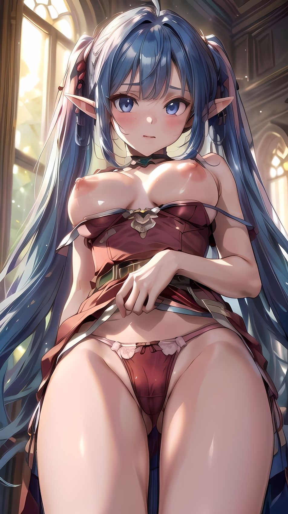 サンプル画像1:青髪美少女 – 魅惑のエロティックアートCG集239枚(AIyoruichi) [d_570475]