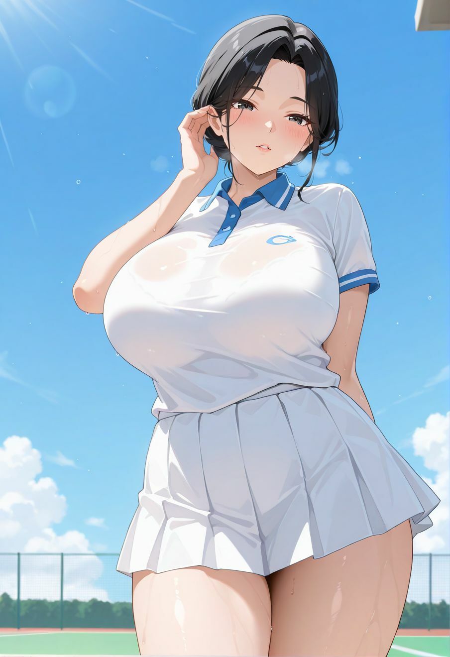 テニス通いの美人妻 巨乳を揺らし中出しセックス 画像1