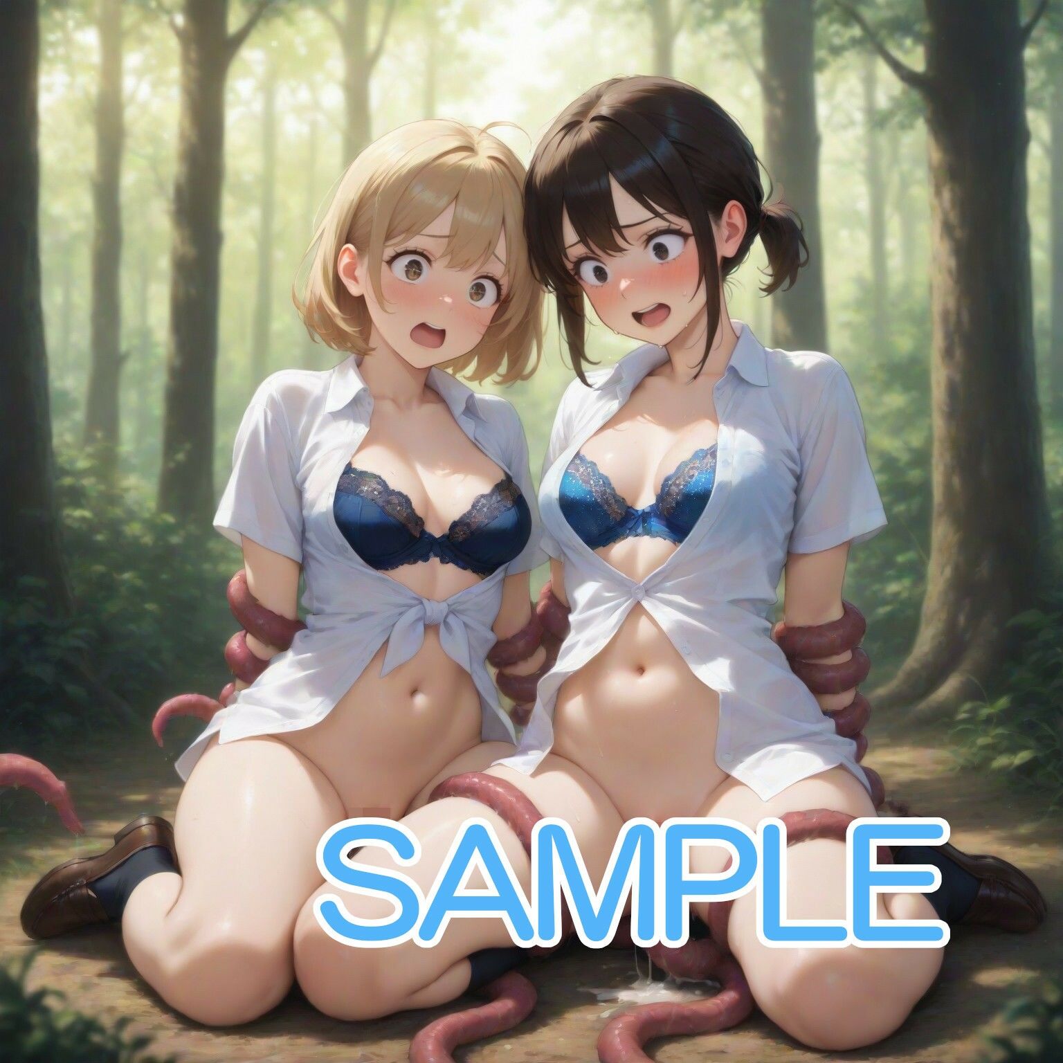 サンプル画像5:触手と学生服な女の子たち(へびの皮) [d_570772]