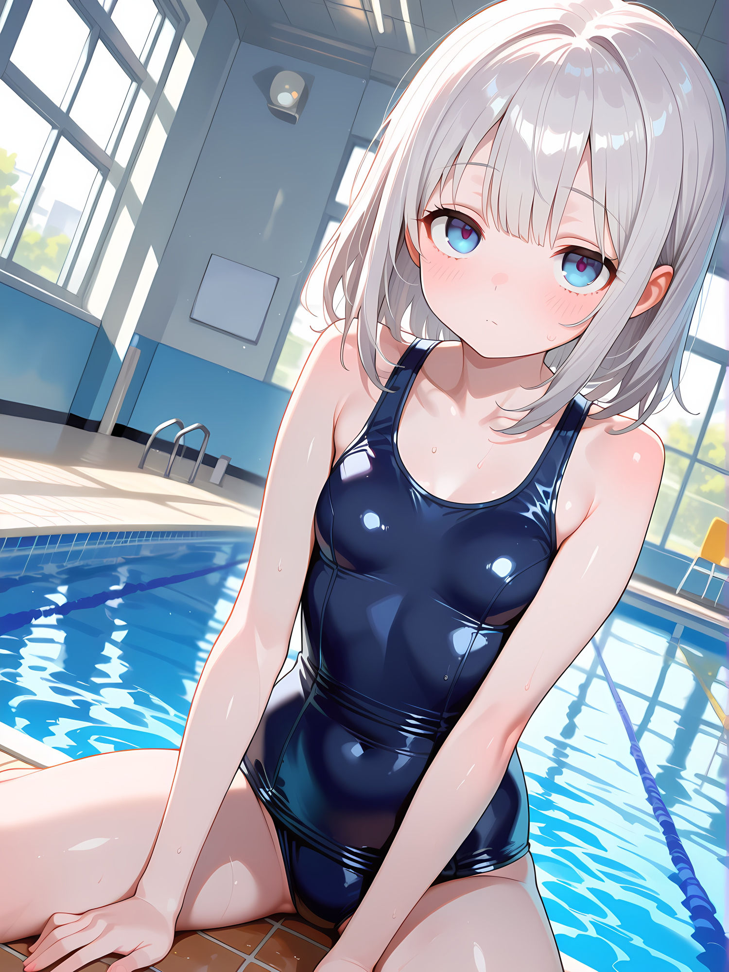 サンプル画像1:プールでスク水女子とイチャイチャ！4(にょすらもっち) [d_570982]