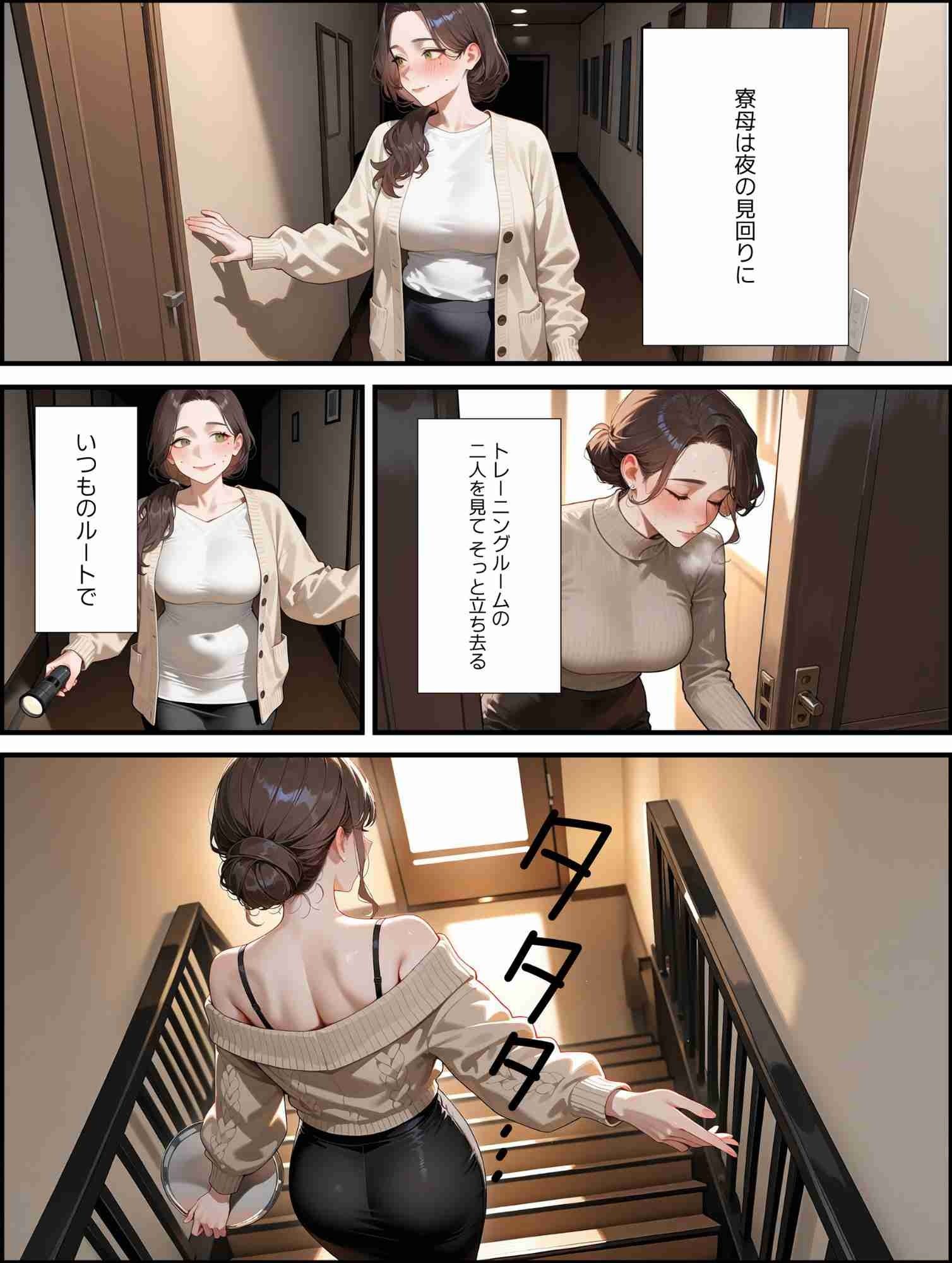 【エロ漫画】未亡人寮母と深夜の部活室 僕と未亡人の秘密練習3