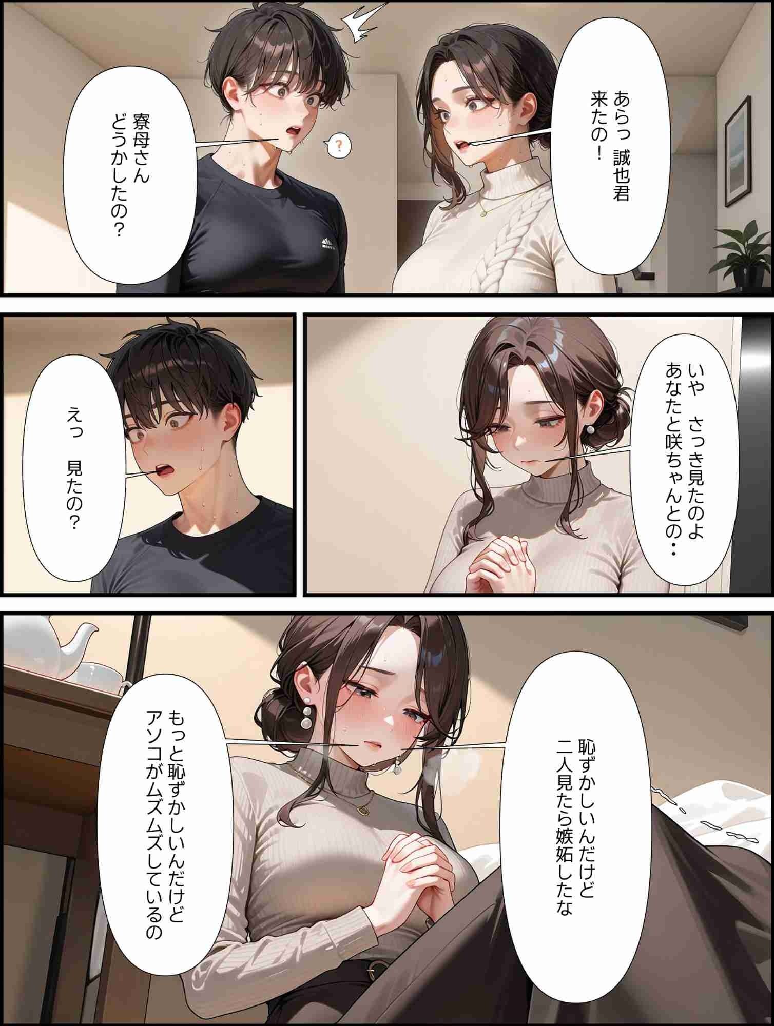 【エロ漫画】未亡人寮母と深夜の部活室 僕と未亡人の秘密練習5
