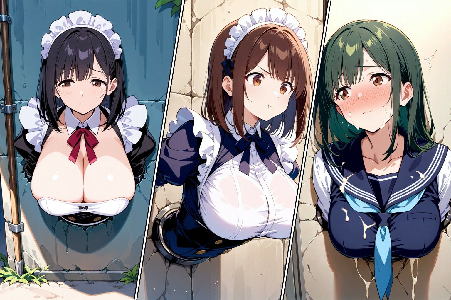 壁尻のある風景9 〜JK&メイドの壁尻奉仕活動記〜1