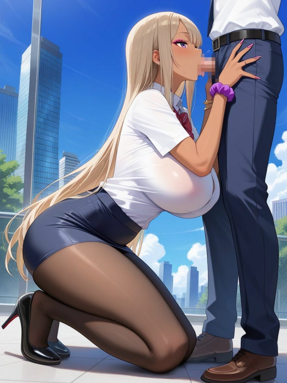爆乳黒ギャルのOLがオフィスで男たちとやりたい放題! 画像8