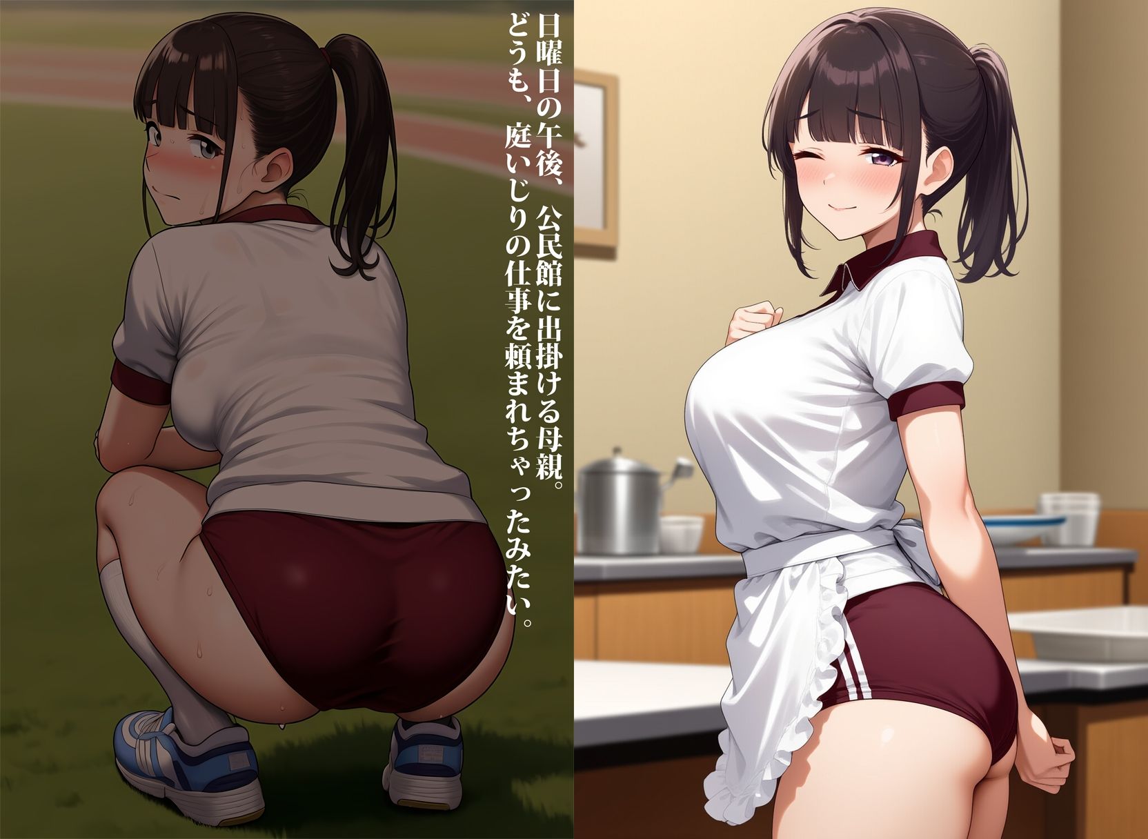 サンプル画像2:母親のブルマー尻に一目惚れ〜ブルマー姿のママの日常姿と懐かしい思い出〜(性癖ユガ芽) [d_571552]