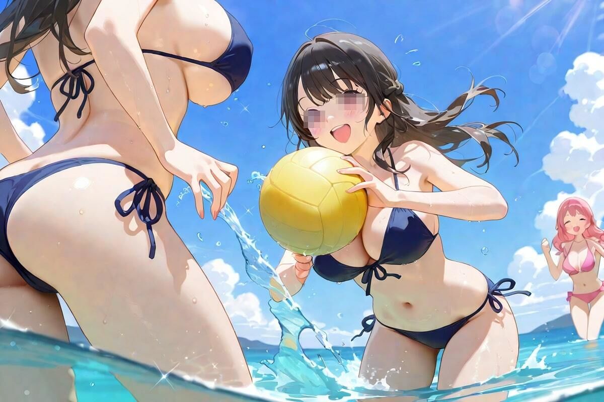 乳丸出しで水球! おっぱい弾むエロ運動会 画像1