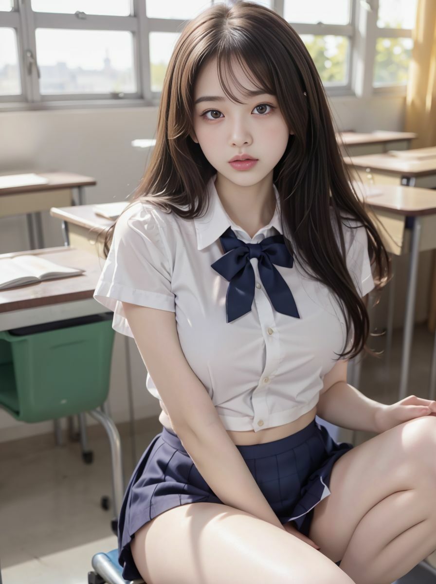 【実写系・AI生成】女子校生の学園ライフ、全部見せます!百海ちゃん編 画像1