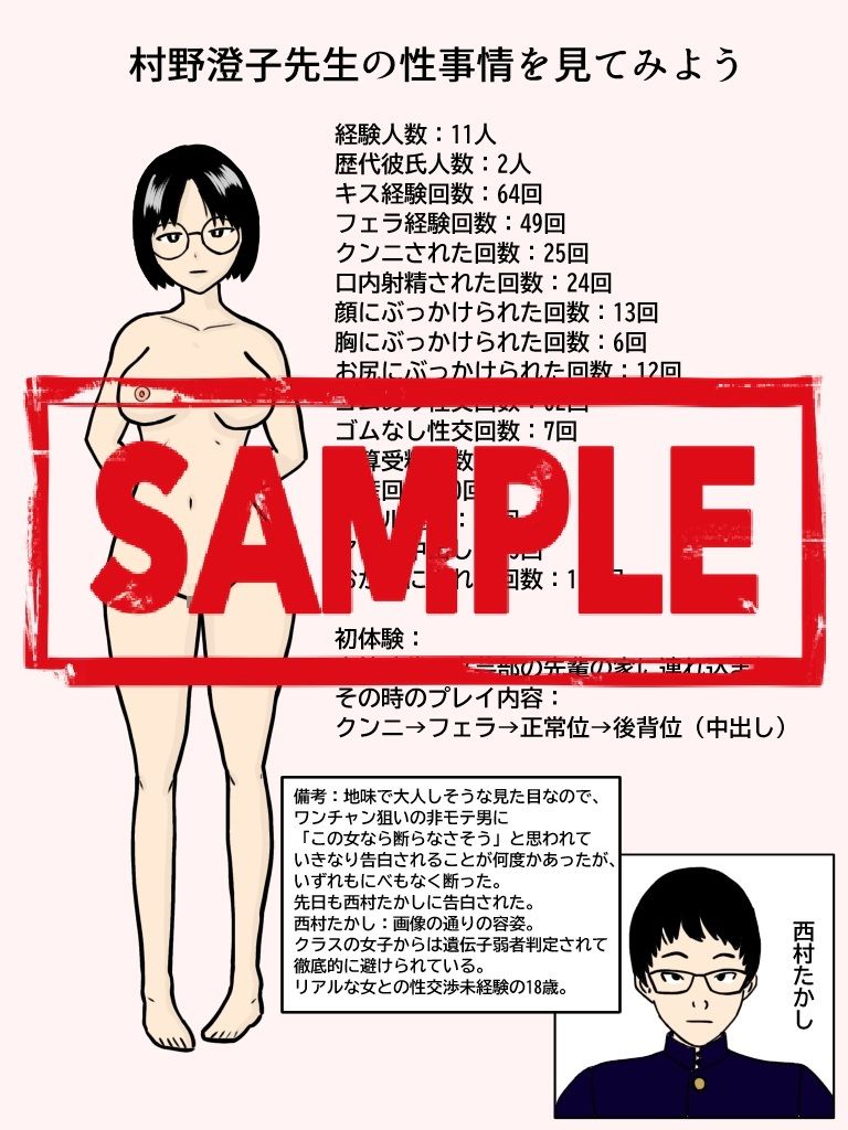 サンプル画像2:陰キャ眼鏡女の先生がイケメンくんに中出しされて妊娠するまでの記録(三鷹サイクリング) [d_572680]