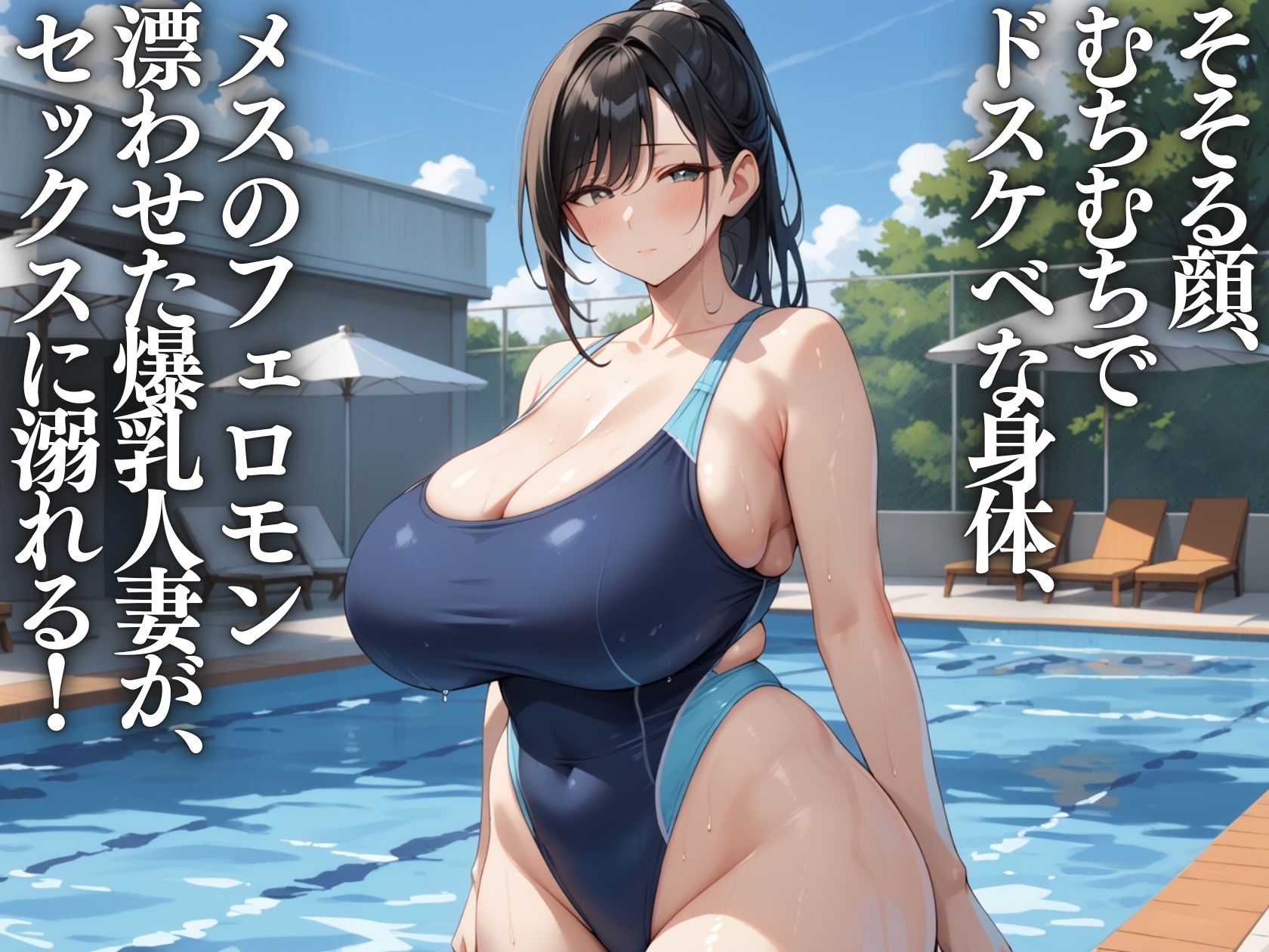 むちむち人妻インストラクターさんの競泳水着がエロすぎて種付けプレスしまくった話 画像1
