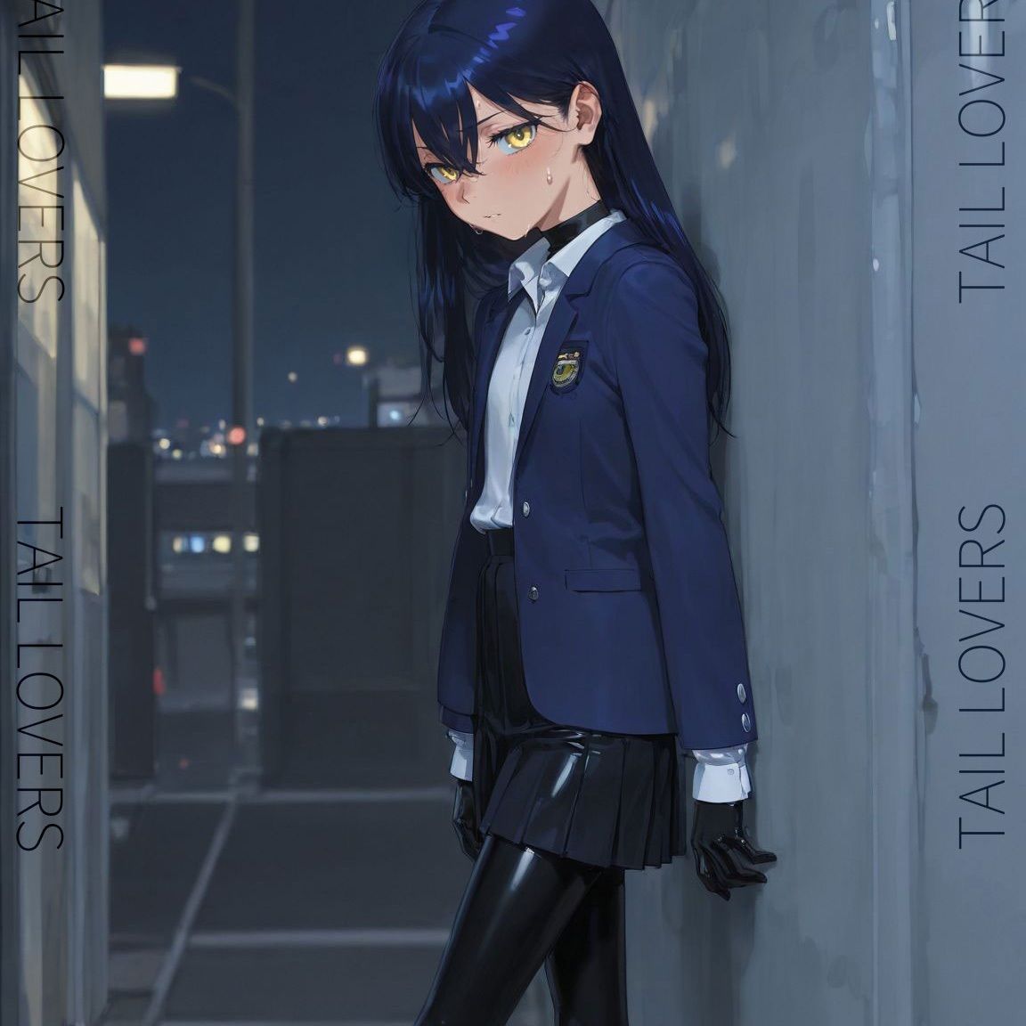 サンプル画像1:ロングヘアの制服JKとラバー変態SEX【66枚】(TAIL LOVERS) [d_572831]