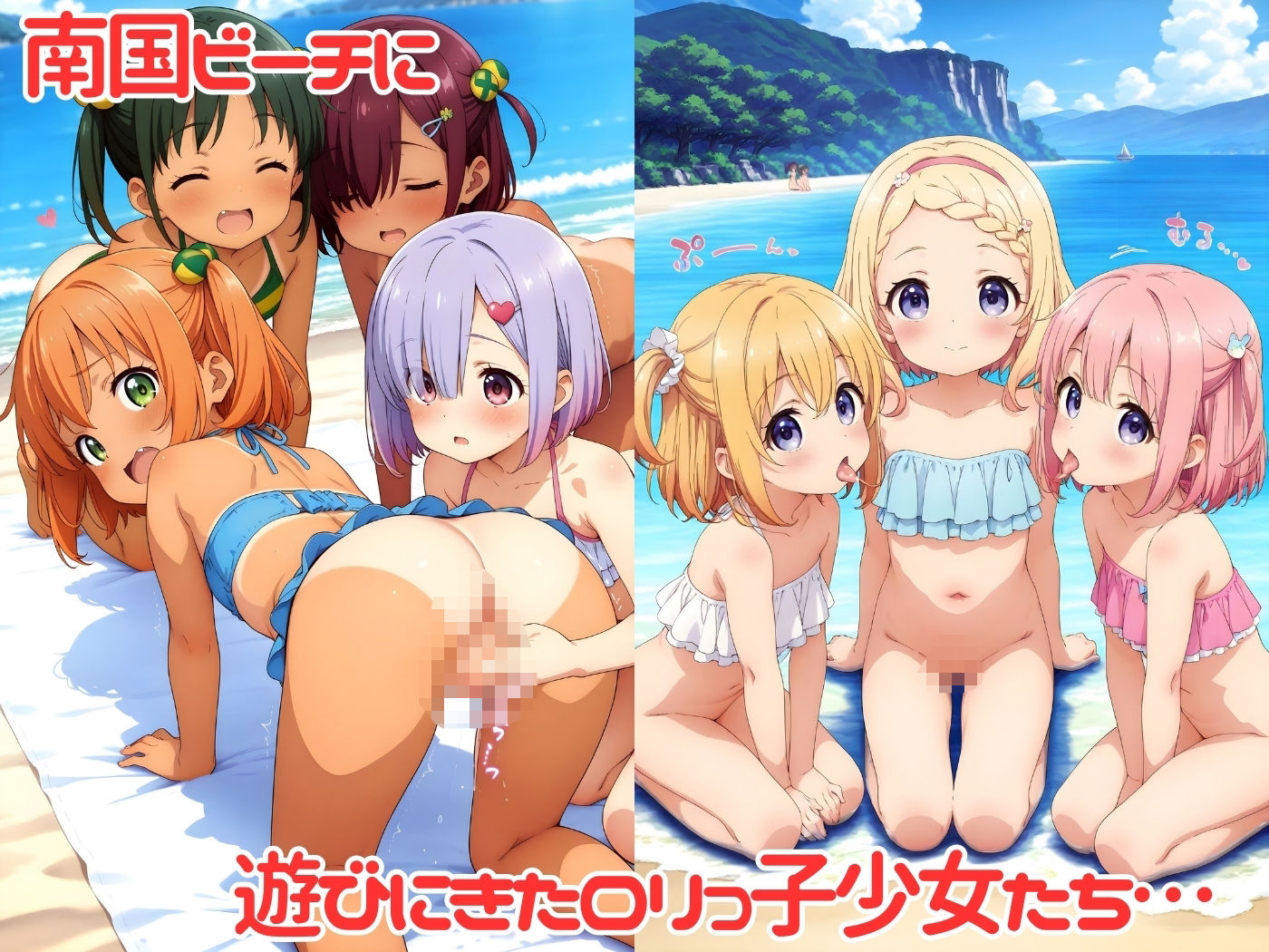 サンプル画像2:南国ビーチでロリっ子少女たちにエッチなイタズラ♪(ハイスクールパラダイス) [d_572842]