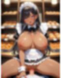 爆乳黒ギャルがメイド服でバイト先のお客たちとやりたい放題！