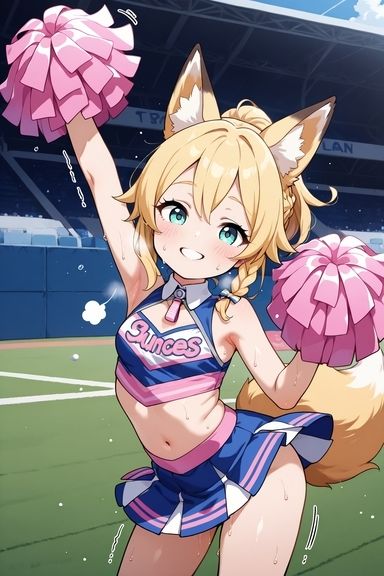 狐耳つるぺたチアガールとエッチなこと サンプル画像 4