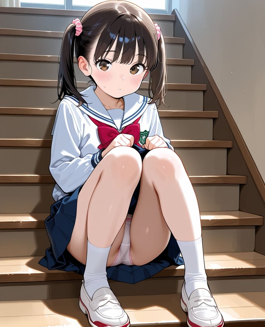 見せつけガールズ☆階段すわり編ツインテールVer 画像1