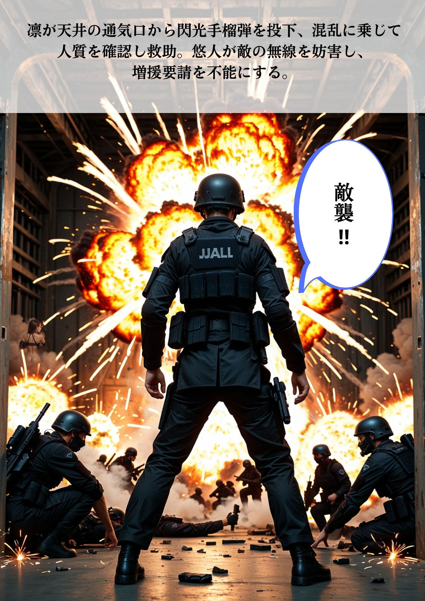 サンプル画像2:女機動隊隊長(シロウトAI美女AMU) [d_573643]