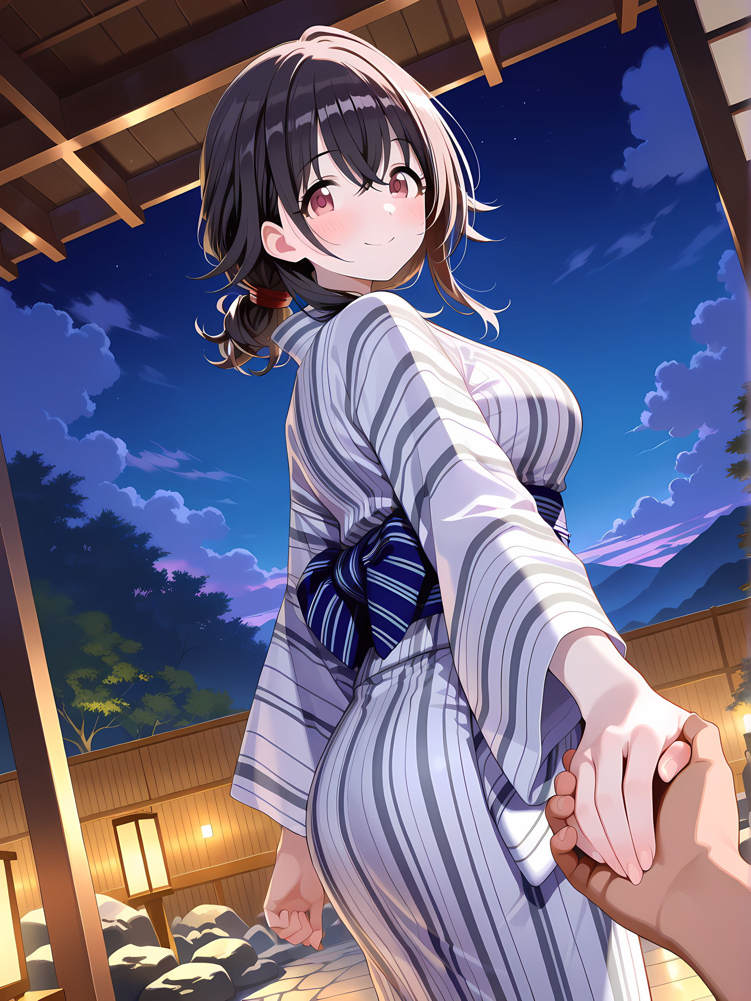 サンプル画像1:彼女としっぽり温泉でセックス！2(にょすらもっち) [d_574108]