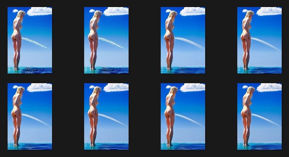 サンプル画像1:おしっこ動画（リア系）:爆尿と言っていいぐらい勢いのある立ちしょんをする全裸金髪娘(EROISM VIDEO) [d_574492]