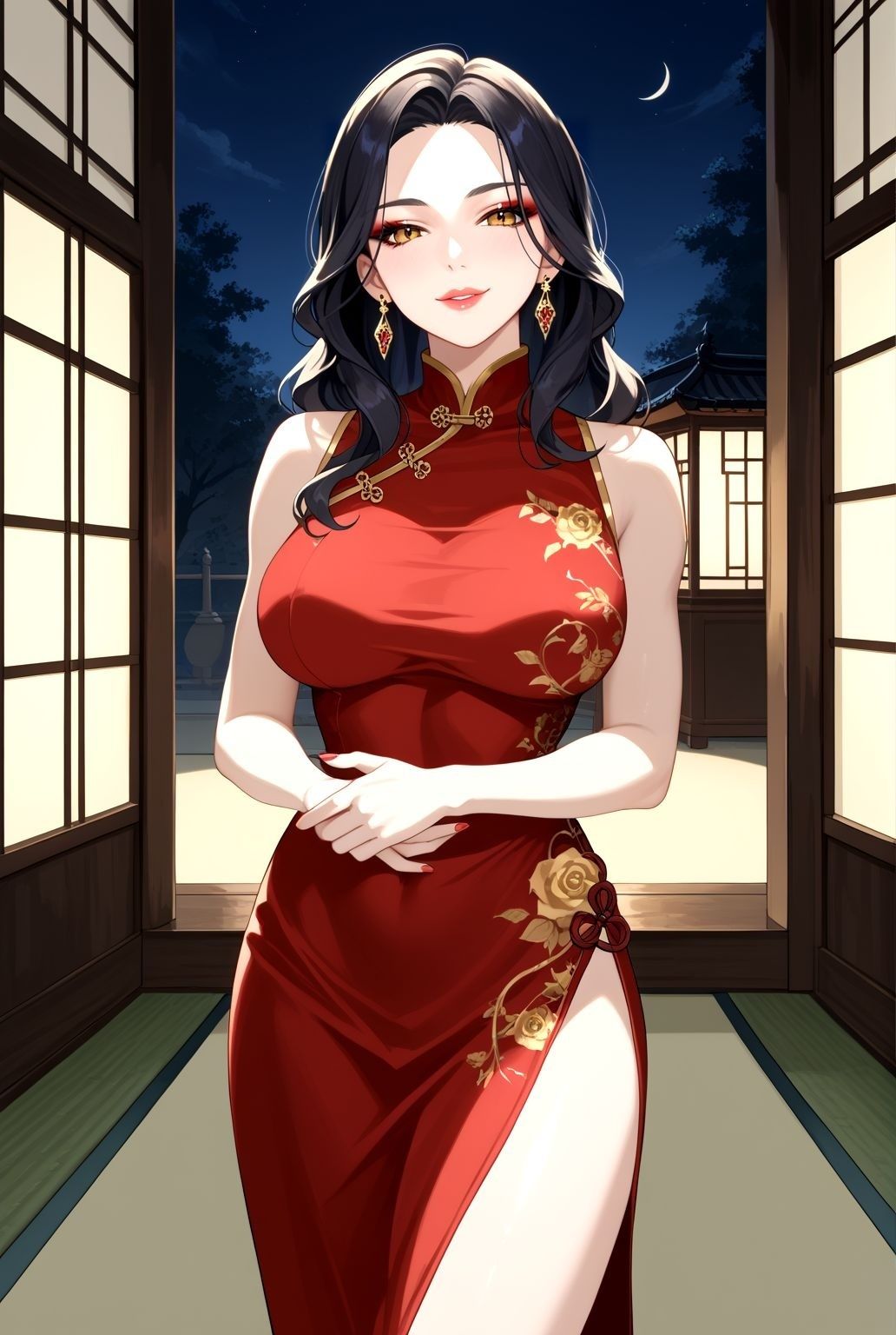 筋肉質な巨乳美熟女が織りなす濃密な一夜 画像1