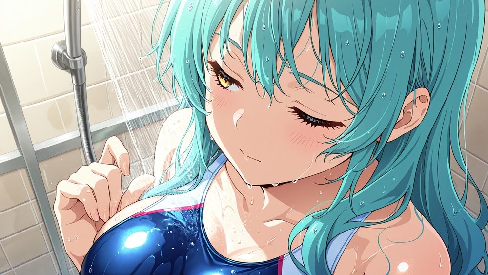 サンプル画像4:爆乳水色灰色ヘア水泳部員が新任コーチと生ハメ特訓【4K】(ニート印刷所) [d_574977]