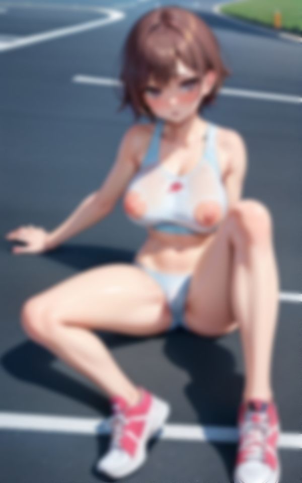 卑猥すぎる恰好で男を挑発する巨乳淫乱陸上女子部員 画像1