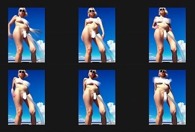 サンプル画像1:おしっこ動画（リア系）:開放感、快晴、芸術的快尿、屋外全裸金髪女の立ち小便、あーすっきりした、やったった。(EROISM VIDEO) [d_575256]