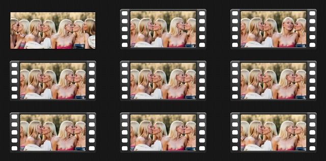 サンプル画像1:レズビアン動画（リア系）:レズ乱交7人組、カップル3組が熱いキスのお戯れ、おっぱい露出あり、原画もはいっています。BGMなし。(EROISM VIDEO) [d_575901]