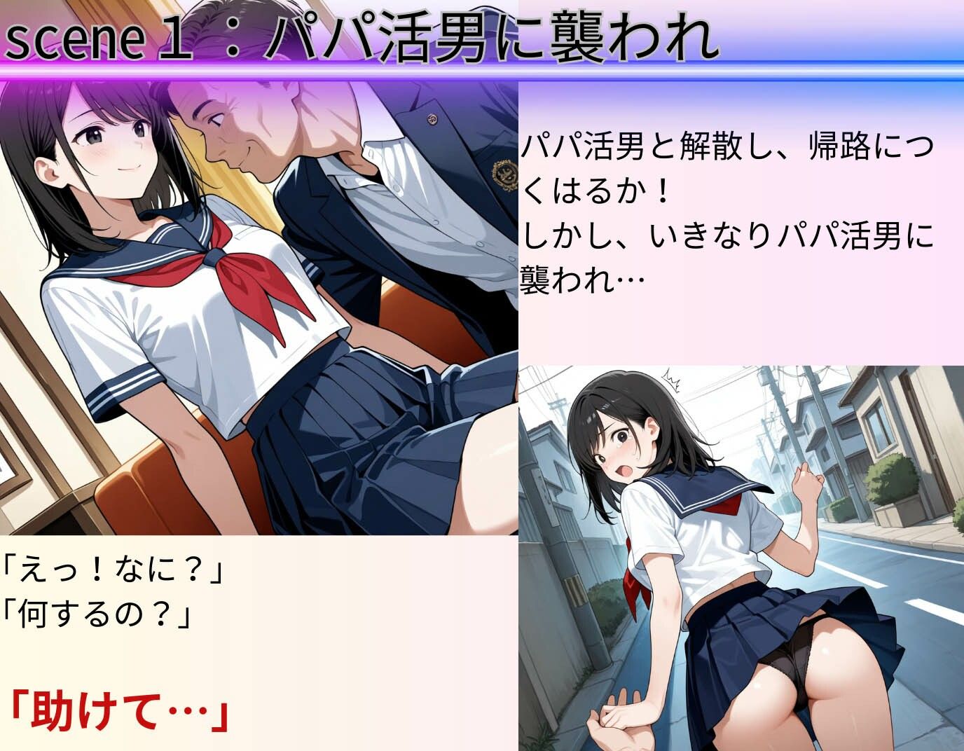 サンプル画像3:若まんこを抉られるピストン！現役J〇がパパ活男に襲われ望まぬ性交、強●絶頂(制服物語) [d_575969]