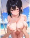 ジト目の巨乳美少女とビーチで！4