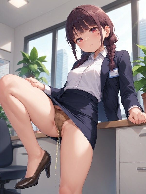 サンプル画像1:【おしっこxぱんつ＃45a】タイトスカートっぽいのをはいたかわいい女の子がパンツをはいたままおしっこをおもらししている画像集1(えっふぇれ) [d_576159]