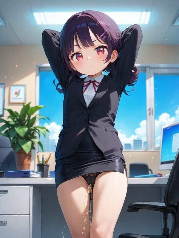 サンプル画像1:【おしっこxぱんつ＃45b】タイトスカートっぽいのをはいたかわいい女の子がパンツをはいたままおしっこをおもらししている画像集2(えっふぇれ) [d_576161]