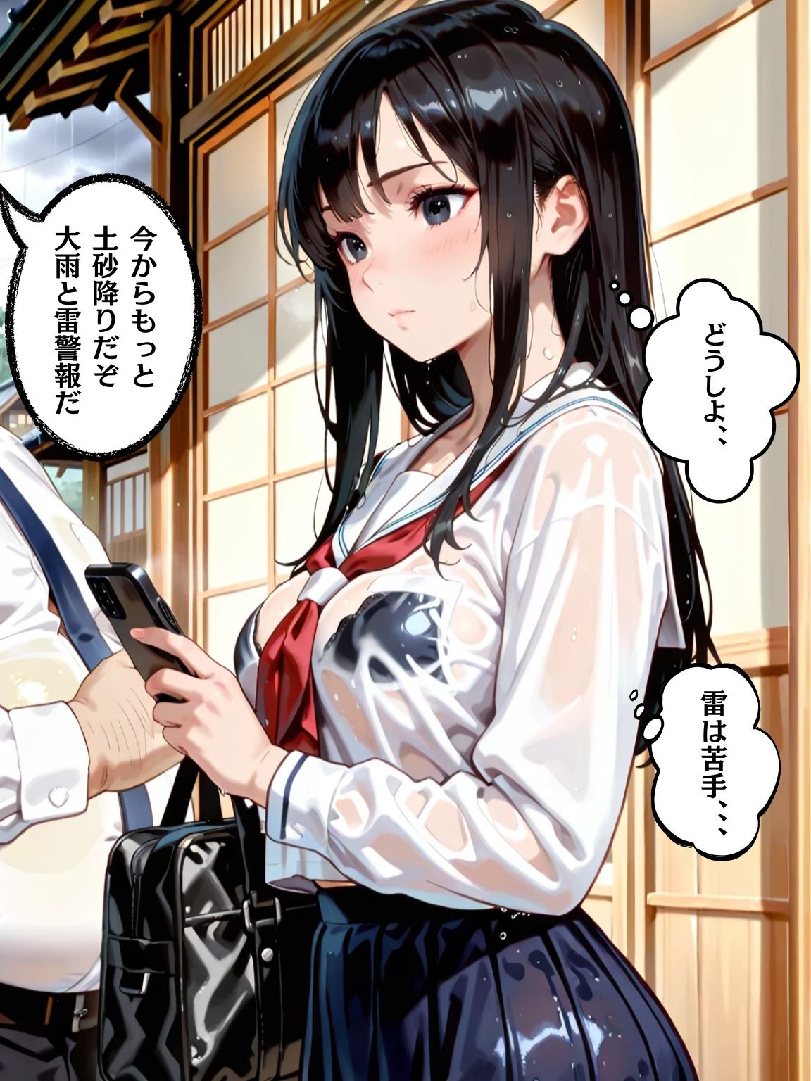 サンプル画像5:雨宿り場所、おじラブ注意報(FAZIクラブ) [d_576180]