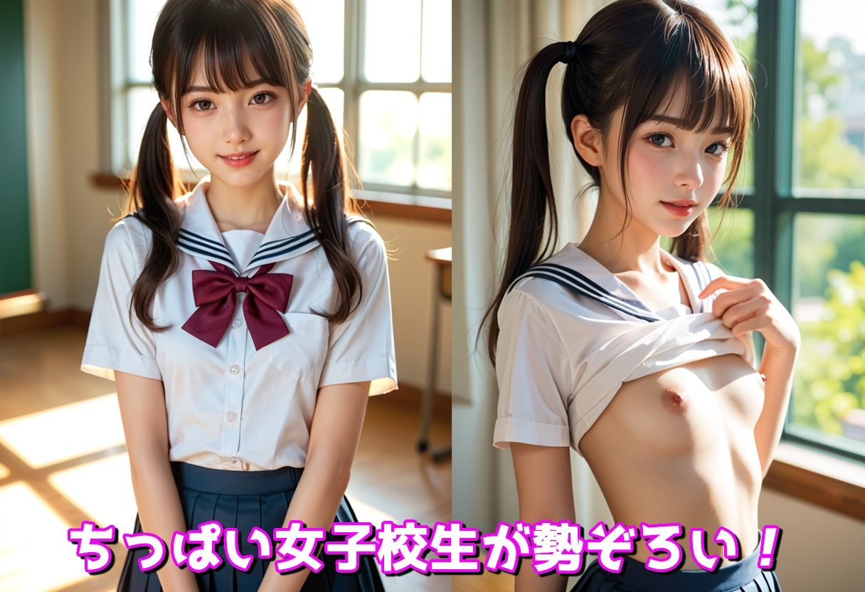 ちっぱい女子校生 少女たちがちっぱい露出、本番ぶっかけ生中出し 画像1
