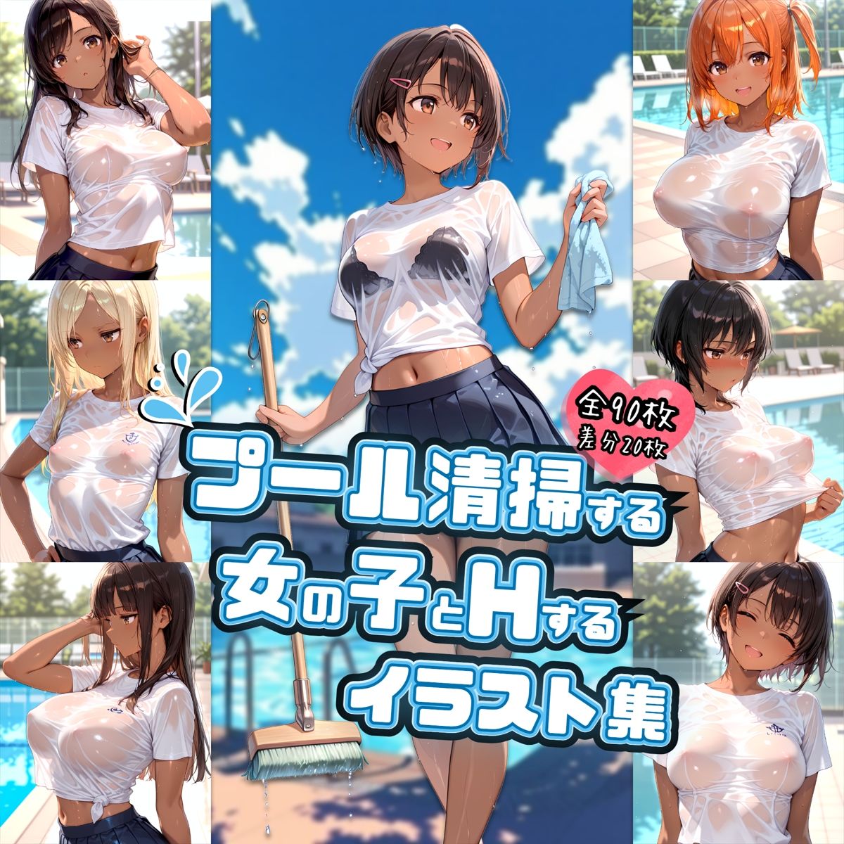 プール清掃する女の子とHするイラスト集 画像2