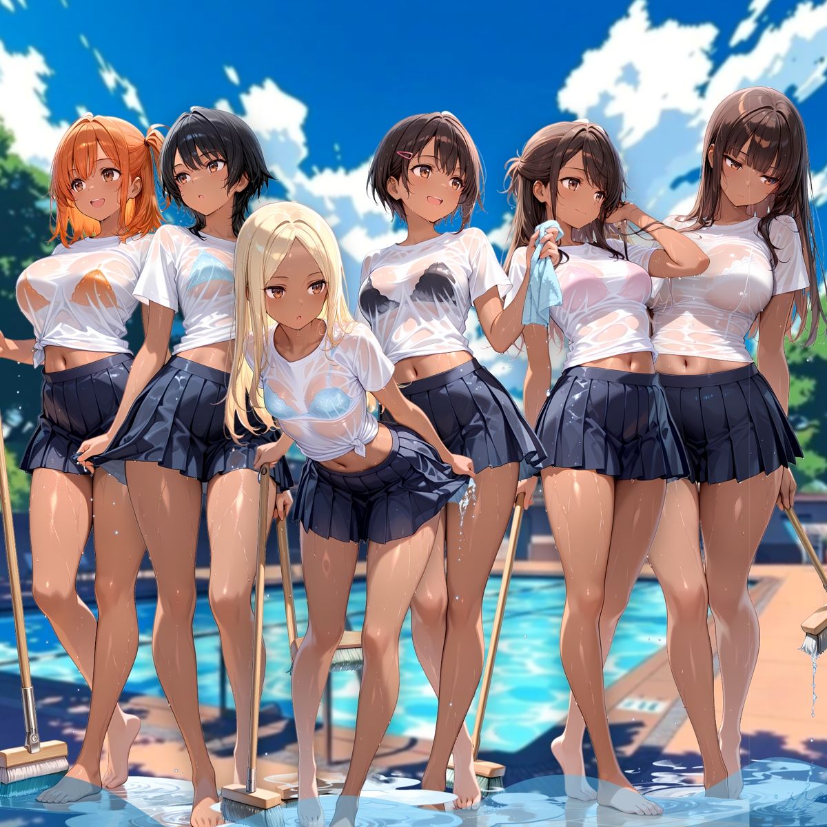 プール清掃する女の子とHするイラスト集 画像5