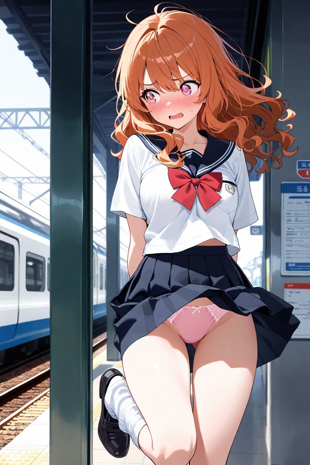 突風パンチラ 風ちらルーズソックスJK 画像5