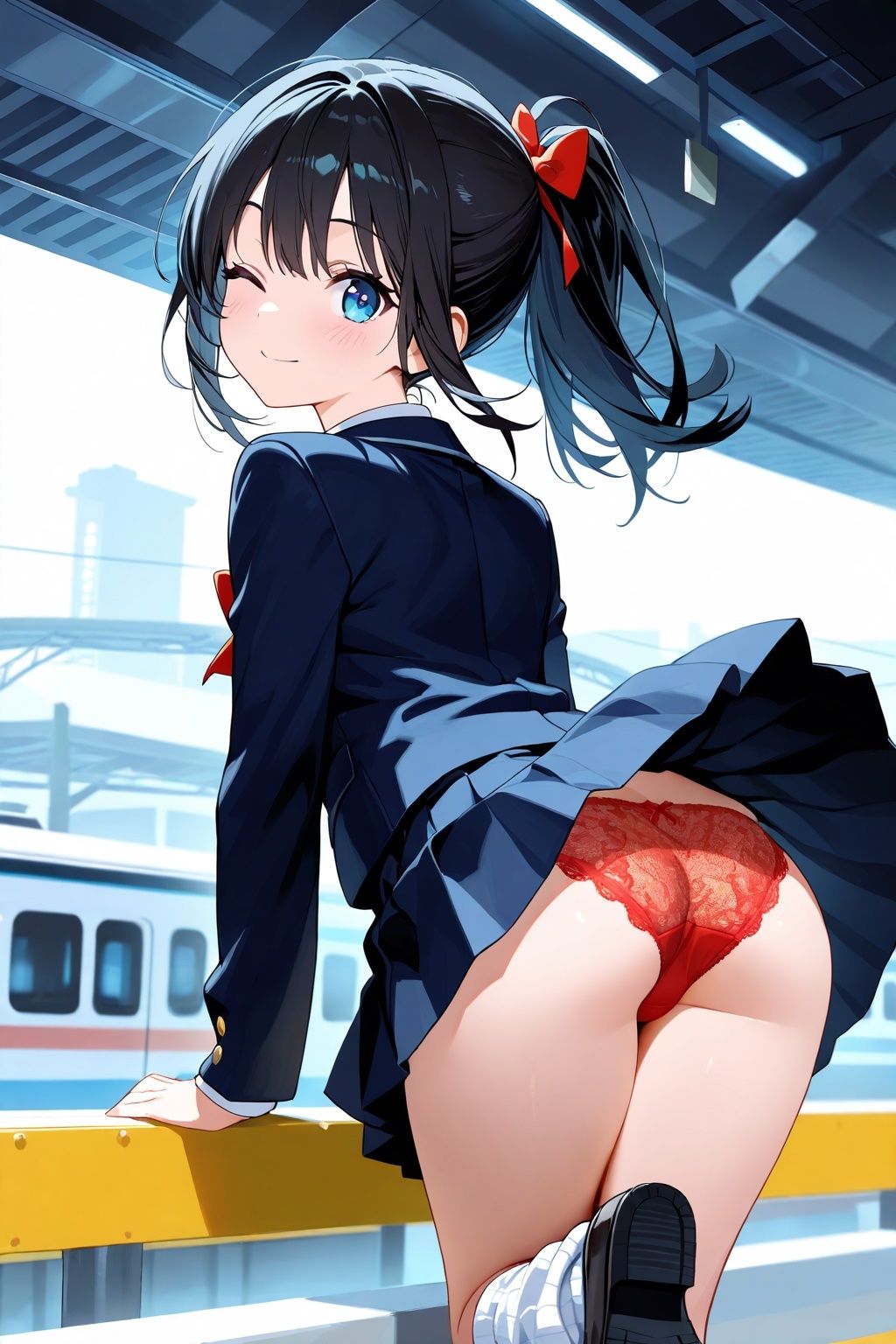 突風パンチラ 風ちらルーズソックスJK 画像6