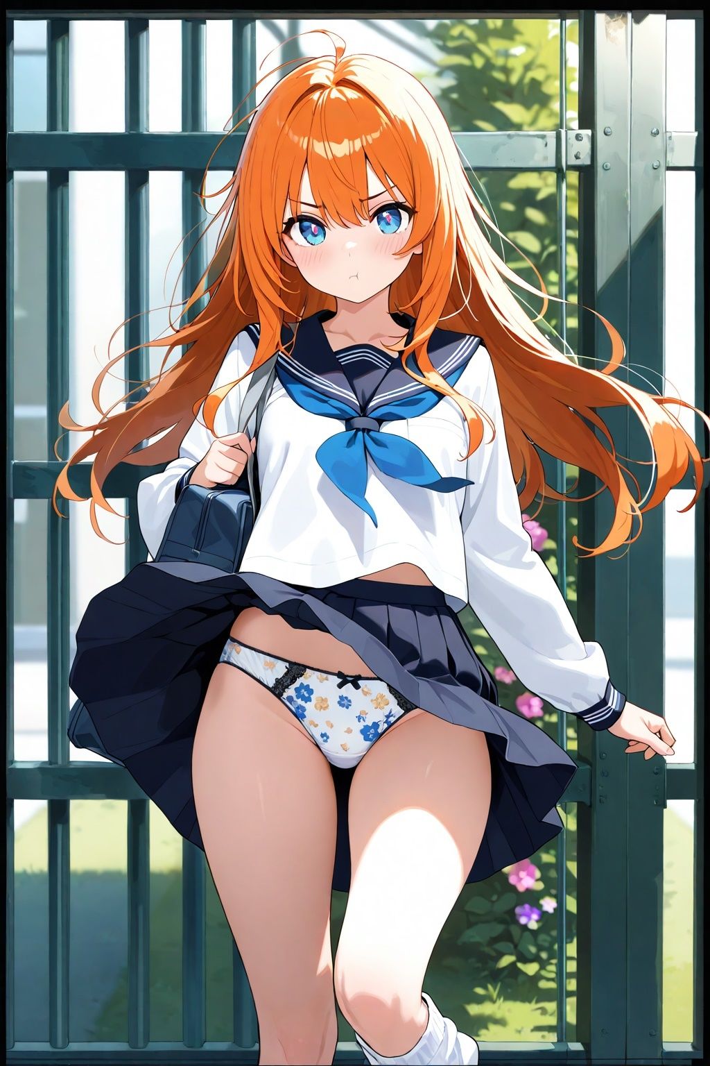 突風パンチラ 風ちらルーズソックスJK 画像8