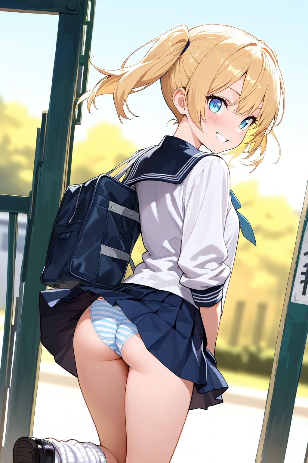 突風パンチラ 風ちらルーズソックスJK 画像9