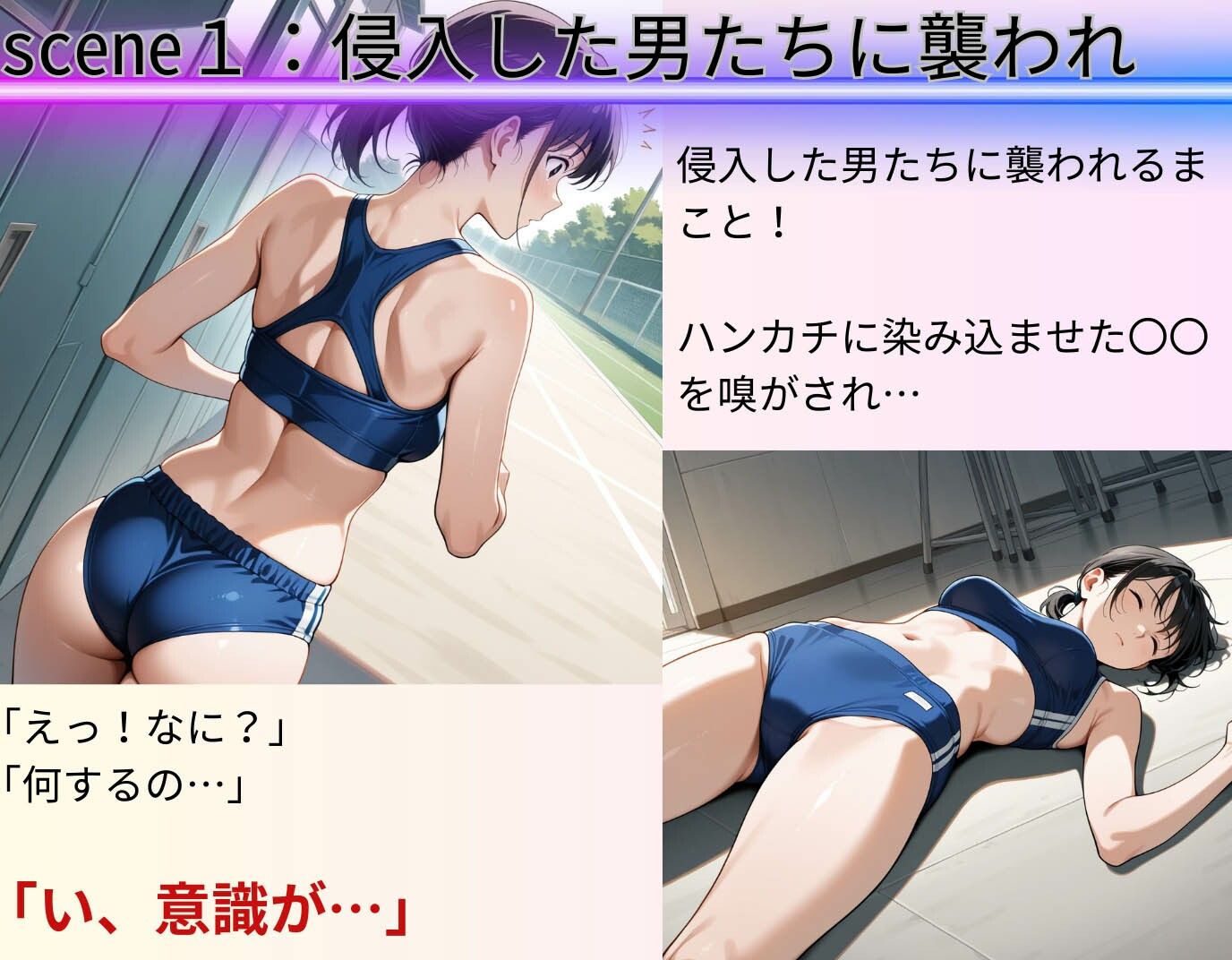 サンプル画像3:体育倉庫に連れ込まれた陸上アスリート部員！臨界点を突破され汚ち〇ぽ堕ち(制服物語) [d_576606]