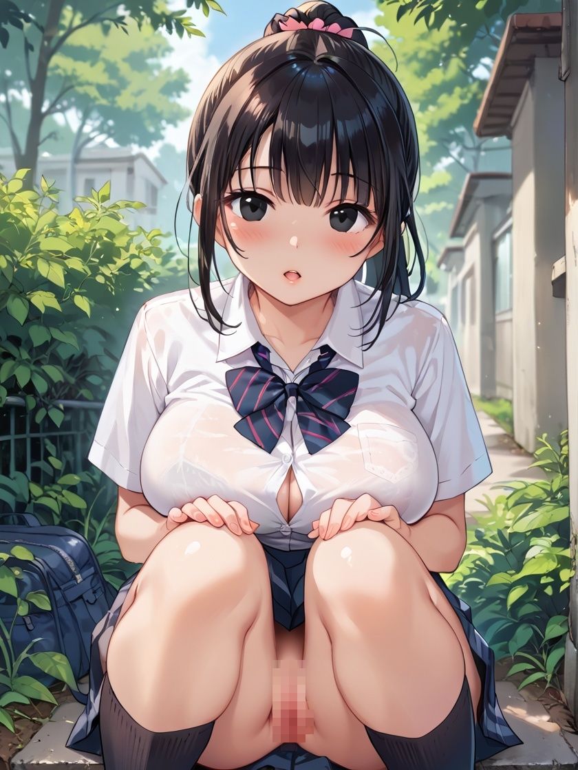 ポニーテール女子校生は野外SEXにハマる 画像1