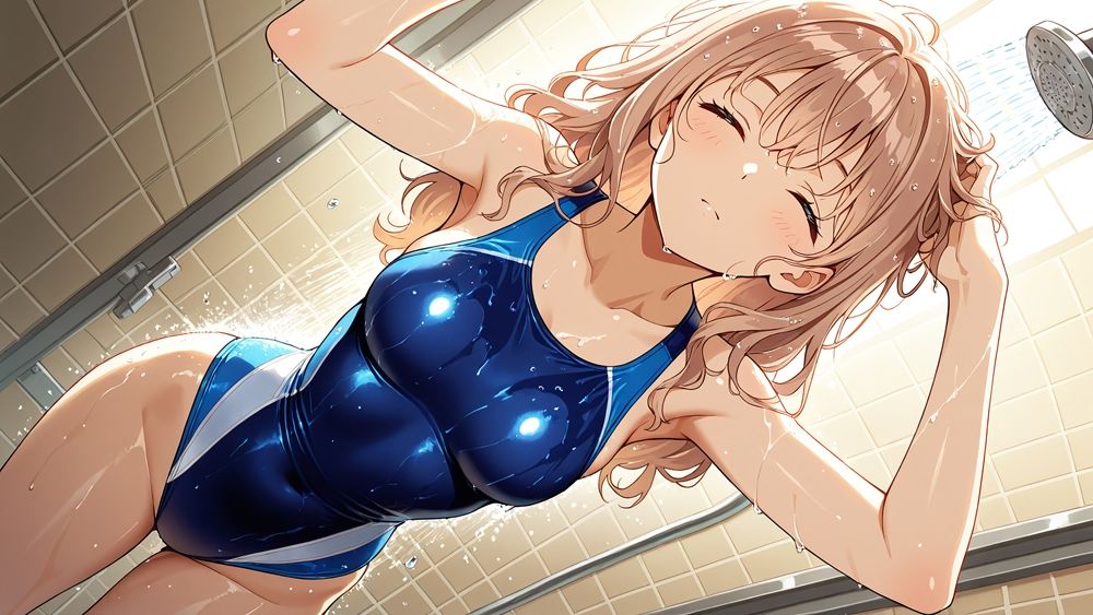 緑髪長身姉と茶髪妹が水泳コーチと競泳水着3P中出し【4K】 画像7
