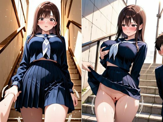 そんなに見たいの? 制服の中、湿った誘惑── 〜ノーパンパンストとパンチラ、恥じらいの奥まで〜【縦長500枚】4