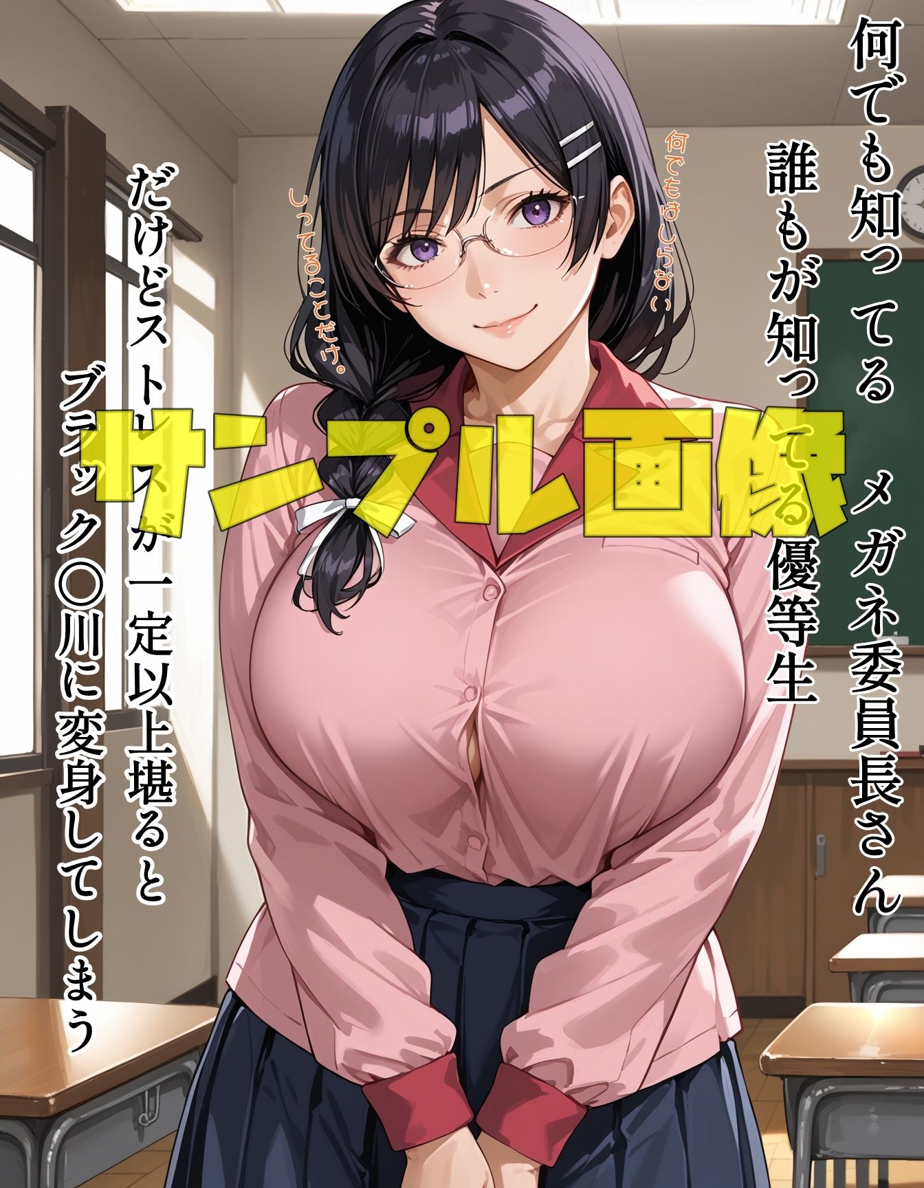 メガネ委員長のエッチでストレス解消 画像1