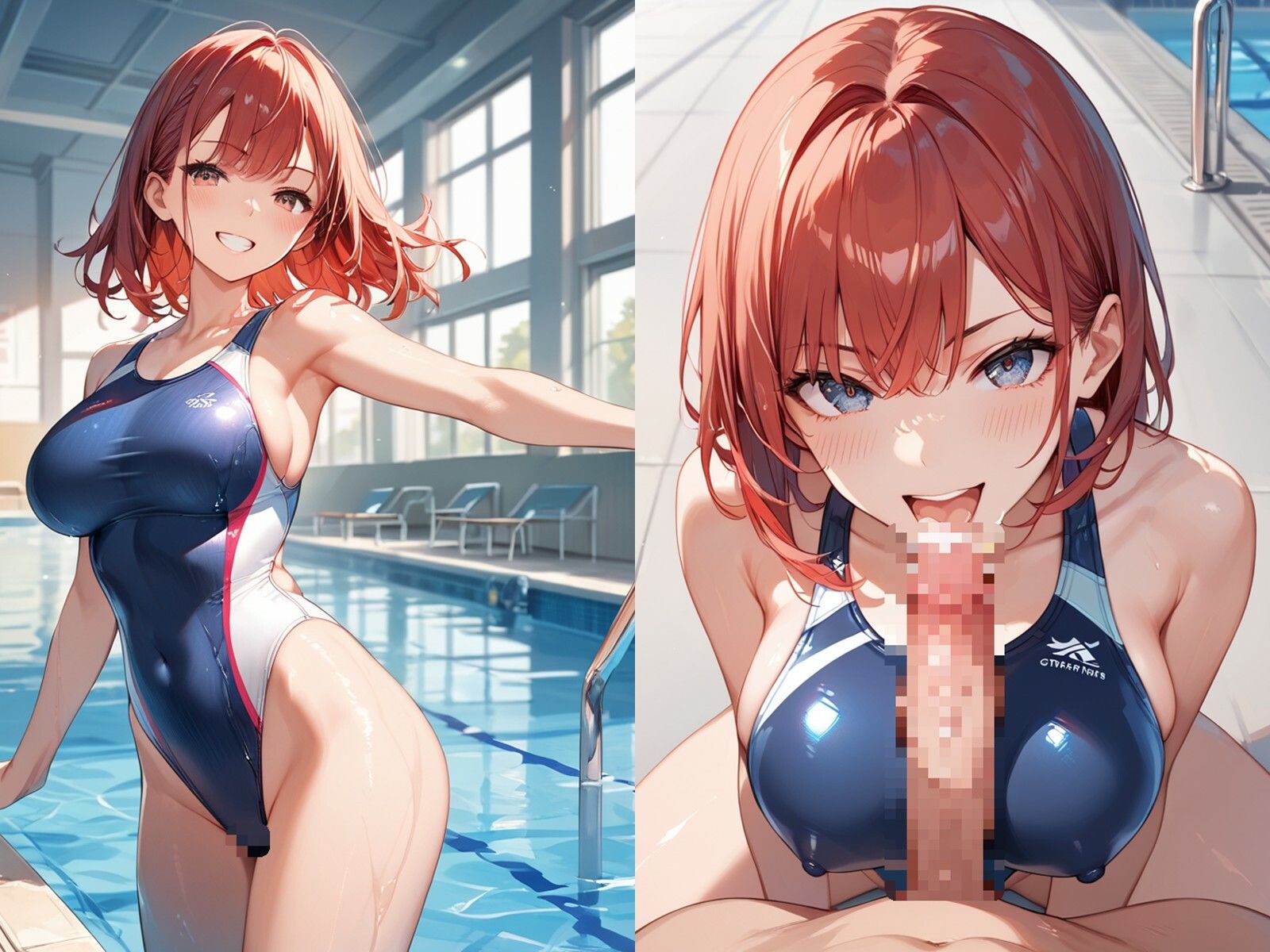 【精子泳がせて♪】赤髪水泳部のおまんこオシゴト 画像1