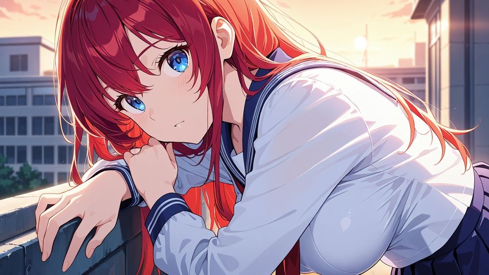 サンプル画像2:純白スク水の紫髪＆赤髪爆乳美少女が顧問と放課後孕ませ交尾【4K】【高画質】(ニート印刷所) [d_578246]