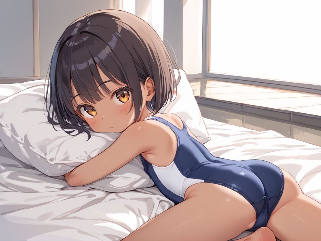 プールで好きな子がスク水でレズってるのを見て口封しSEX サンプル画像 6