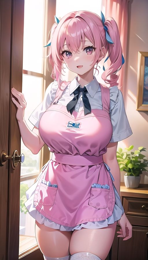 桃色髪巨乳娘家政婦 画像1