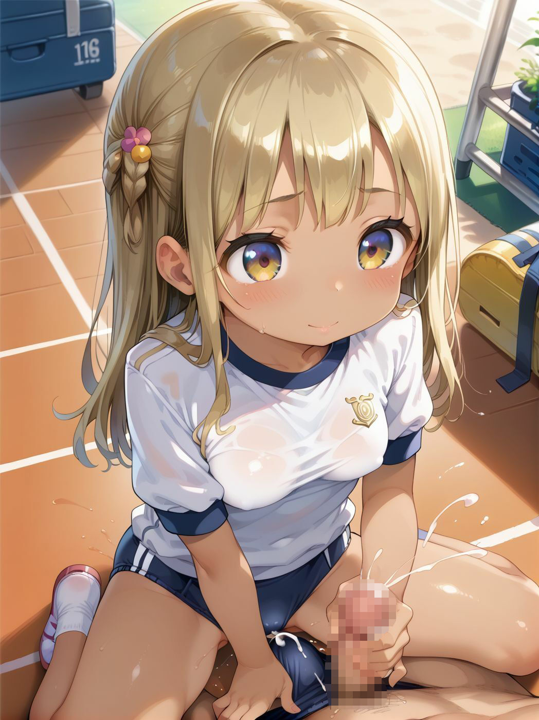 サンプル画像4:ちっぱいの妹達がエッチすぎたので我慢できなかった 「生挿入の前に出しちゃったの？」(nes_aiart) [d_578412]