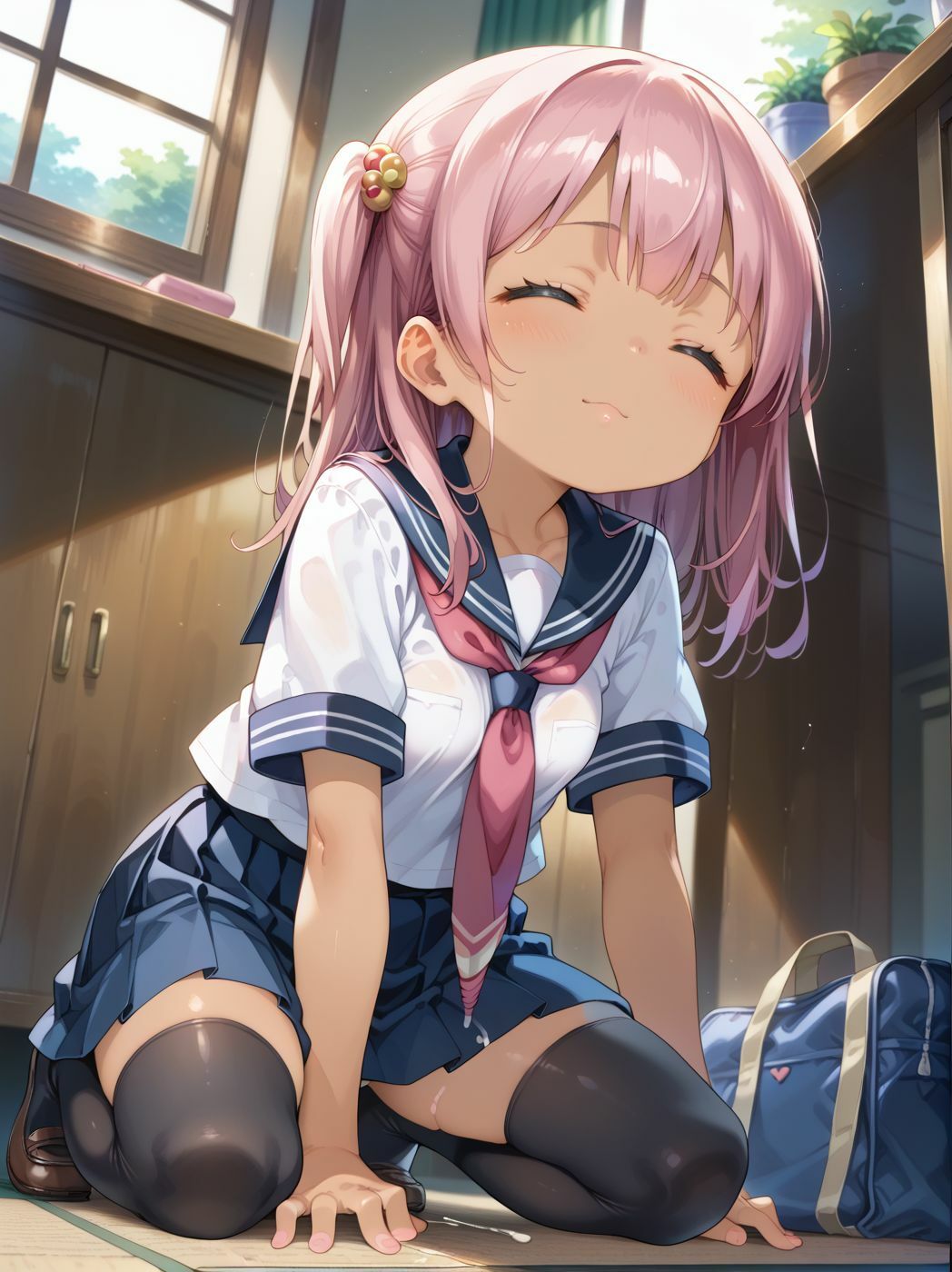 サンプル画像5:ちっぱいの妹達がエッチすぎたので我慢できなかった 「生挿入の前に出しちゃったの？」(nes_aiart) [d_578412]